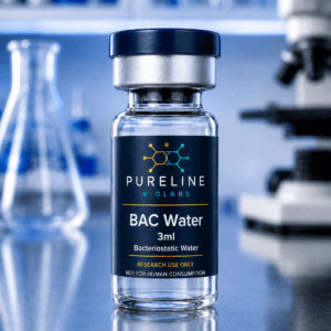 BAC Water 3ml — pharmaceutical grade bacteriostatic water for research peptide reconstitution, Pureline Biolabs UK 
