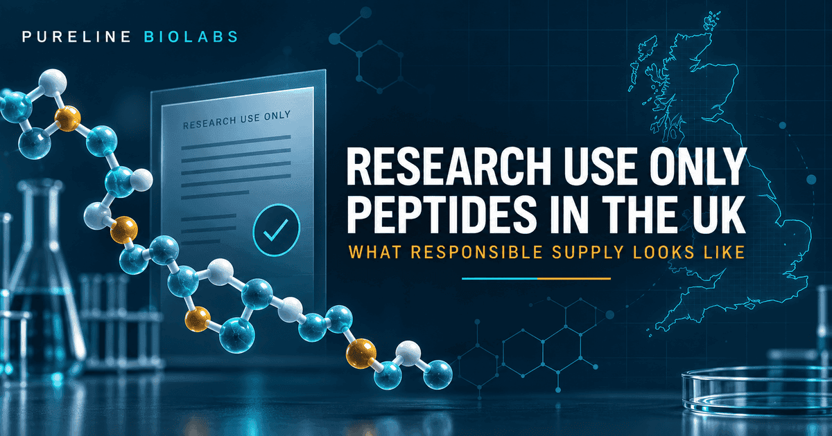 Research Use Only peptides UK supplier standards guide by Pureline Biolabs