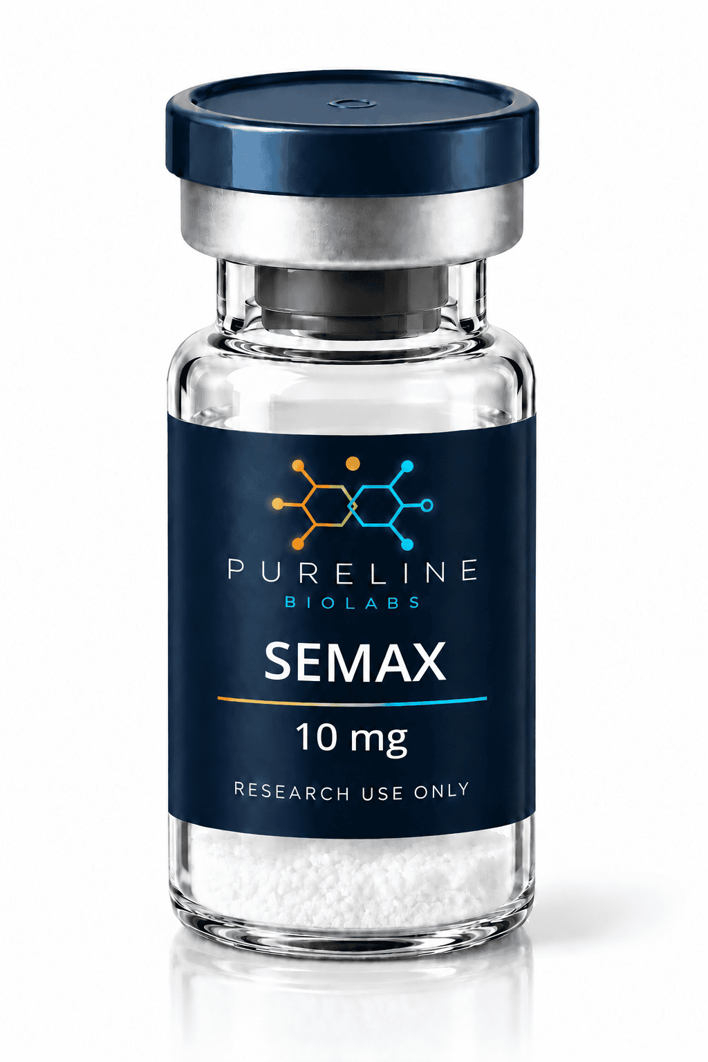 Semax 10mg | ACTH 4-7 Neuropeptide Analogue | Pureline Biolabs Semax 10mg vial — research grade lyophilised powder, Janoshik Analytical verified 98.938% purity, Pureline Biolabs UK